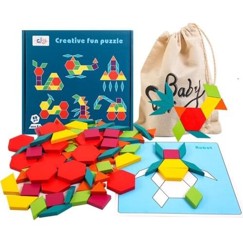 Tangram Jigsaw Board Wood Puzzle Creative Fun Toys for Children Montessori Early Education Shape Color Classification Kids Gifts