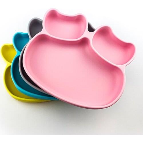 Baby Silicone Dishes Dining Plate Bowl Tableware Food Dinnerware For Kids plate Suction Cup Fixing BPA Free Feeding Dinner Bowl