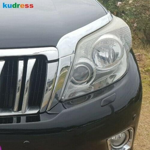 For Toyota Land Cruiser Prado J150 J150 2010 2011 2012 2013 Chrome Head light Eyelid trim Headlight Lamp Trims 6pcs