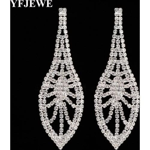 YFJEWE New Style Elegant Rhinestone Earrings for Bridal Wedding Jewelry Crystal Gold and Silver Plated Bridal Wedding Gift E387