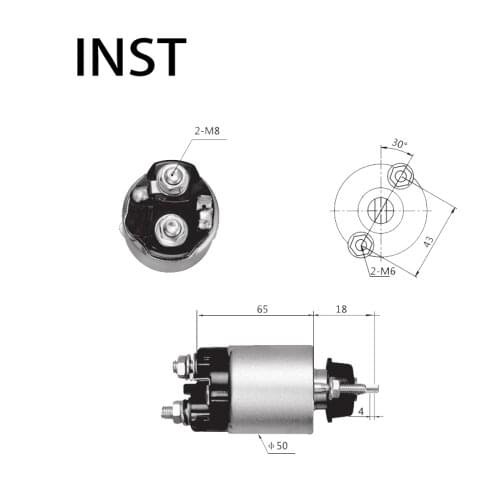 ELECTROMAGNETIC SWTICH SOLENOID FOR 12V 0.6KW 28150-87207 053400-6180 ND 1670 SSN7180HE
