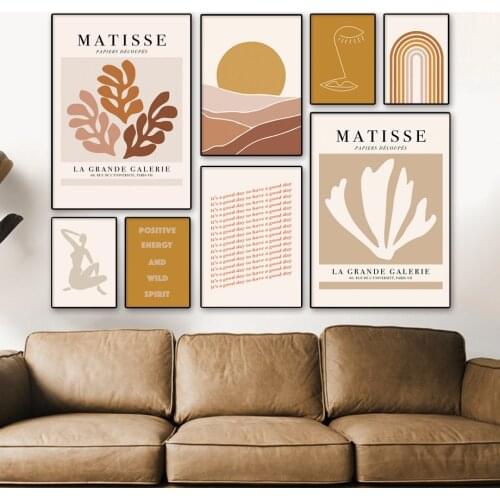 Line Girl Face Sun Arch Leaf Abstract Matisse Art Canvas Painting Nordic Posters And Prints Wall Pictures For Living Room Decor