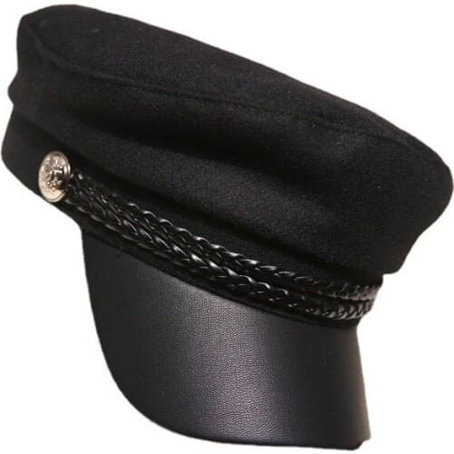 Spring Autumn Sailor Hats Ladies Beret Cap Flat Top Military Hat Cadet Octagonal Hat