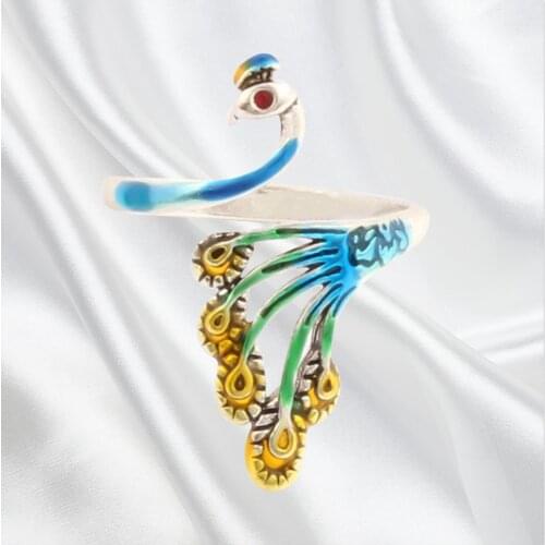 Crochet Loop Peacock Design Adjustable Multifunctional Practical Convenient Sewing Ring Wear Thimble Knitting Supplies for House