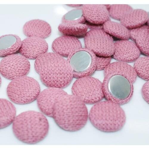 50pcs 15mm Pink Color Round Covered Cloth Wool Covered Chunky Buttons Decorative Buttons DIY Decorative - Flat Backs EB021