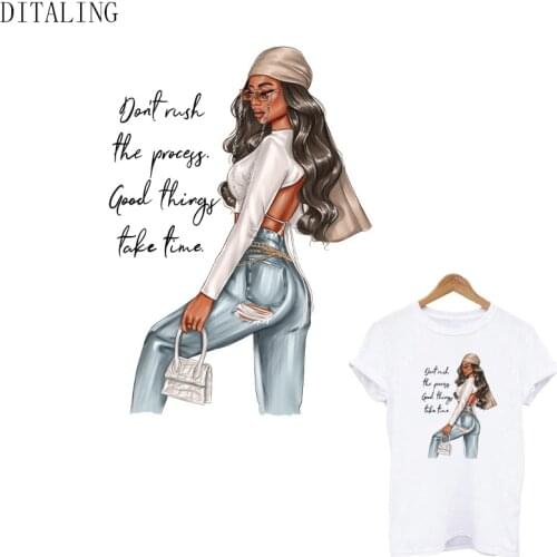 Cool Black Girl Patch On Clothing Fashion Women DIY T-Shirt Hoodie Sticker Iron On Transfers On Clothes Thermal Sticker Applique