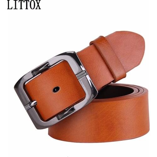LITTOX Mens Belt Luxury Cow Genuine Leather Belts For Men Pin Buckle Fashion Waist Male Men Belts New Deisgner
