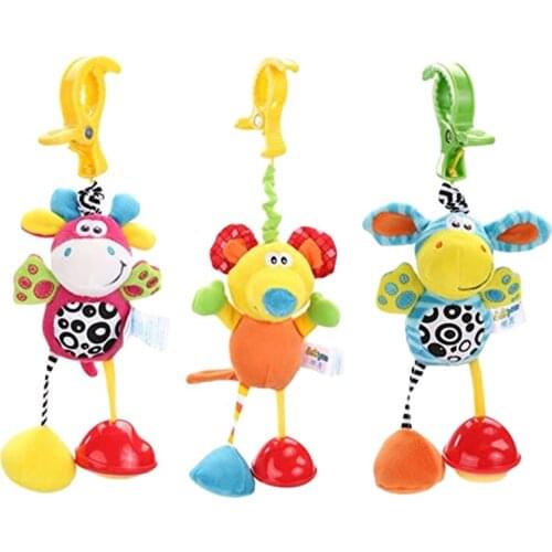 2020 Newborn Rattles Lovely Animal Fun Shake Doll Plush Creative Puzzle Cute Baby Bed Hanging Rattles Clip Hanging Toys
