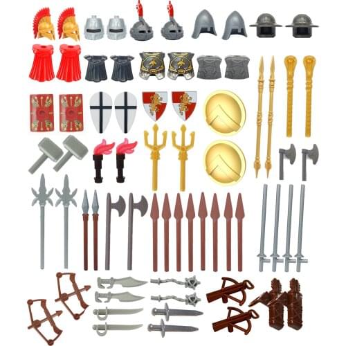 70pcs Knight Weapon Set for Rome Warrior Castle Knight Sword Shield Spear Crossbow Building Block figures