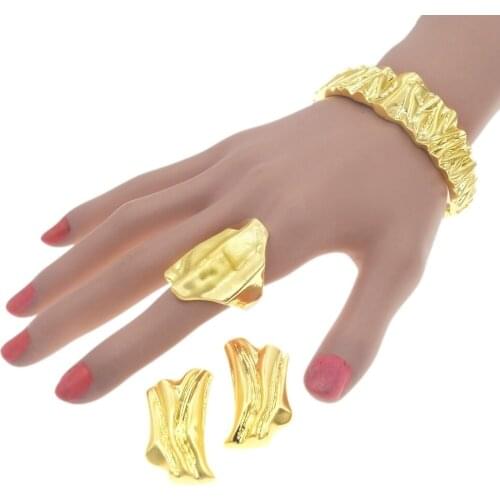 Yulaili High Quality FashionJewelry Set Multicolor Ltalian Gold Earrings Ring Bracelets Ladies Dating Party Jewelry Sets Gifts