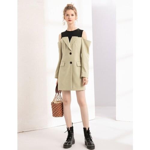Newest 2021 Office Ladies Single Breasted Off Shoulder Party Blazer Elegant Womens Summer Mini Dresses