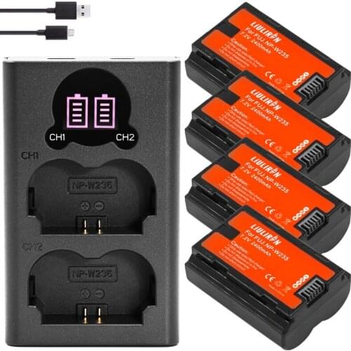 NP W235 NP-W235 Camera Battery + Dual Charger with USB cable for Fujifilm Fuji X-T4, XT4 Digital camera