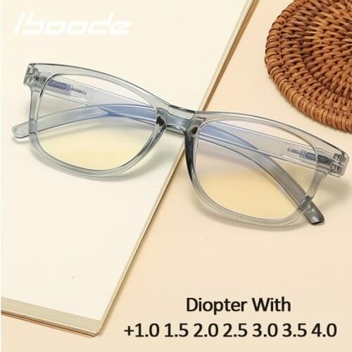 Iboode Anti-Blue Light Reading Glasses Men and Women Fashion Square Frame Retro Reading Eyewear Optical Diopter +1.0-4.0 Oculos
