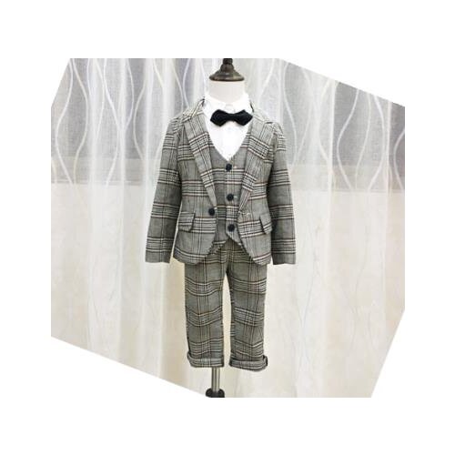 Formal plaid Children Suit Boys Suits Kids Blazer Boys Formal Suit For Wedding Boys Clothes Jackets Blazer+Pants+vest 3-8Y