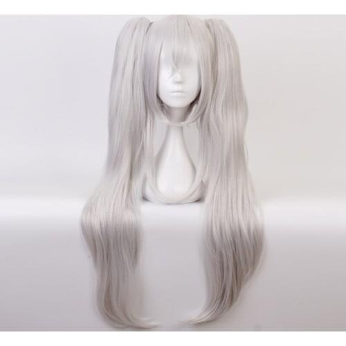Azur Lane Cosplay Wig 80cm Silver White Long Heat Resistant Synthetic Wig Azur Lane Vampire Wig Halloween + Wig Cap