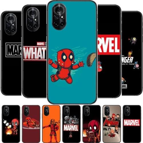 Deadpool Marvel Spider-Man Clear Phone Case For Huawei Honor 20 10 9 8A 7 5T X Pro Lite 5G Black Etui Coque Hoesjes Comic Fash
