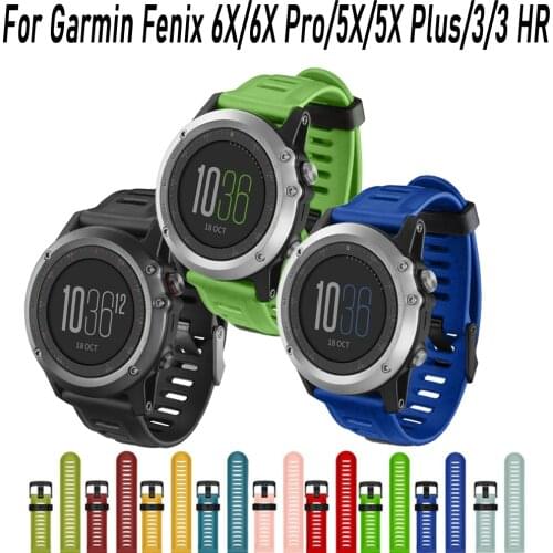 26mm Width Outdoor Sports Silicone wrist Strap Watch Band Replacement Bracelet Watch For Garmin Fenix 3 HR/5X/6X/MK1/D2 Correa