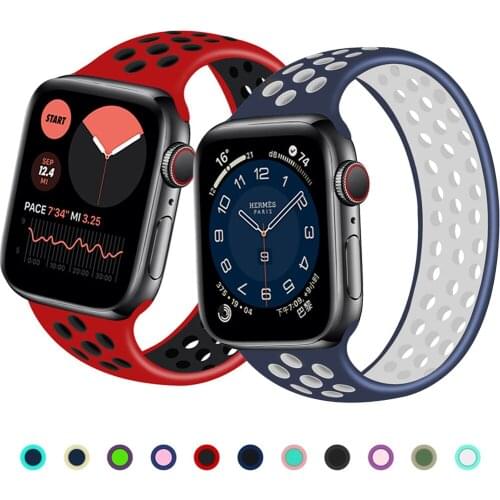 Solo loop Strap for Apple Watch Band 40mm 38mm Elastic watchbands Belt Silicone bracelet for iWatch Series 3 4 5 SE 6 44mm 42 mm