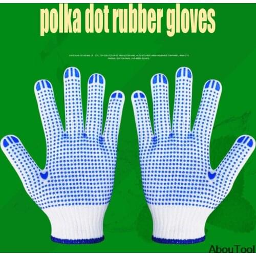 Polka Dot Rubber Gloves Labor Working Handwear PVC Dotted Knitted Glove Woodworking Anti Slip Garden Plant Repair Non-slip Set