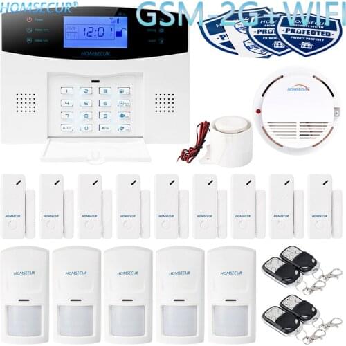 HOMSECUR APP Controlled Wireless&Wired WIFI Home Alarm System with Smoke Sensor