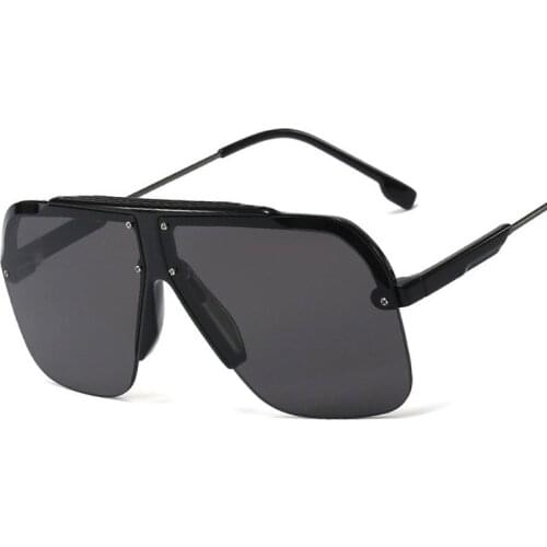 Veshion Oversized Rimless Pilot Sunglasses Men Women Fashion Shades UV400 Vintage Glasses