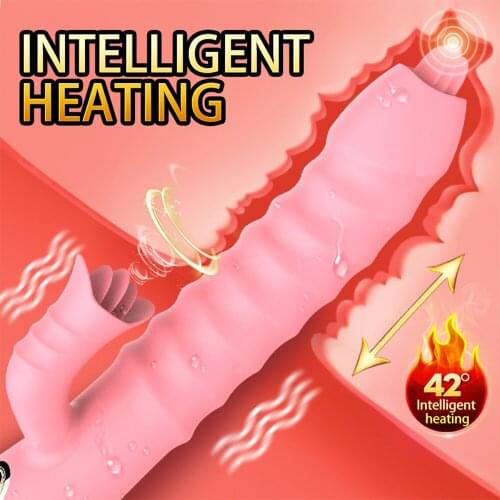 Telescopic Heating Dildo Vibrator for Woman Licking Clitoris Tongue Vibrator Sex toys AV Wand Massager Anal G Spot Stimulator