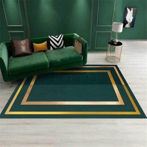 Dark Green Geometric Gold Edge Carpet Living Room Non-slip Mat Kitchen Floor Long Door Mat