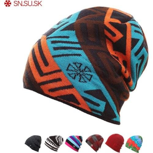 SN.SU.SK Warm Winter Hat Knitted Beanies Hats For Men Women Caps Skullies Gorros Casual Bonnet Beanie Cap