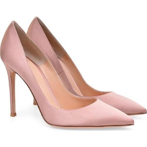 Pumps Shoes For Brides Red Satin Pointed Toe Womens High Heel Single Shoe Fashion Thin Heels Shallow Dress Party Shoes Sandal