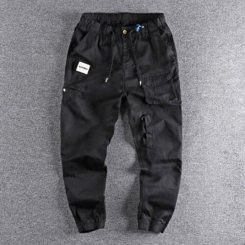 2021 Spring and autumn versatile American style overalls mens ins fashion slim fit versatile youth casual pants