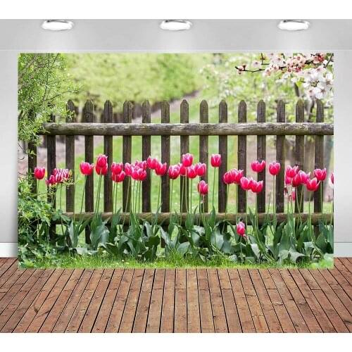 Spring Garden Photography Backdrop Greenery Grass Nature Wood Background for Newborn Portrait Birthday Wedding Baby Shower Party