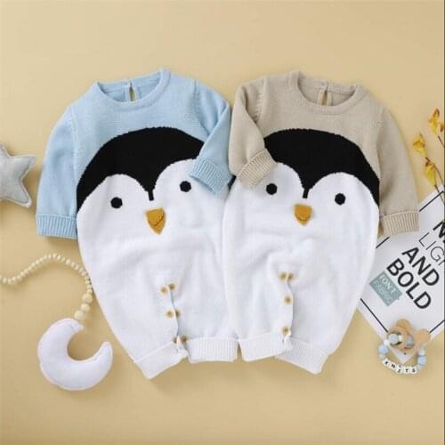 Knitted Baby Romper Jumpsuit Autumn Winter Newborn Baby Clothes Penguin Baby Girl Romper Clothes Boy Romper Jumpsuit Overalls