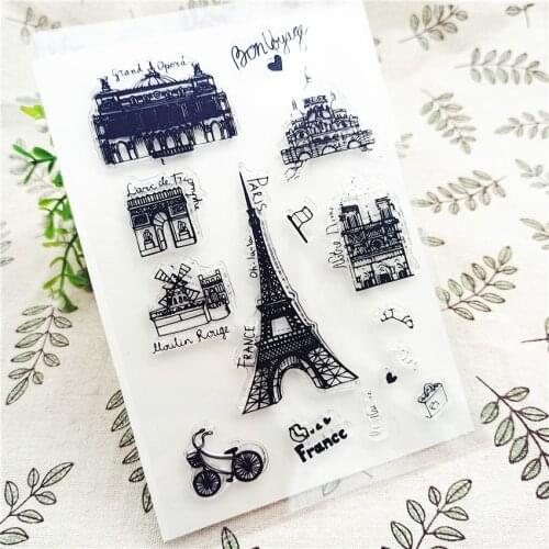 11*16CM Hot sale Iron towe Transparent Clear Stamps / Silicone Seals Roller Stamp for DIY scrapbooking photo album/Card Making