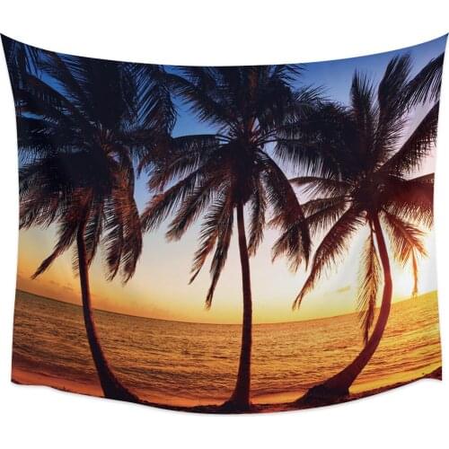 Sunset Coconut Palm Beach Wall Tapestry Home Wall Decor Tapestry Bedroom Tapestry Wall Hanging Picnic Mat Yoga Mat