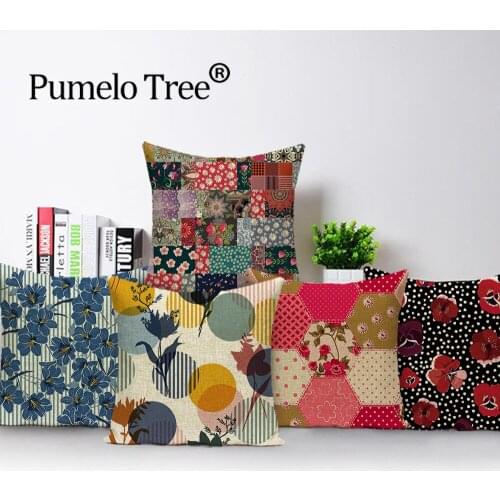 Jacquard Pillowcase Geometric Flowers Throw Pillows for Couch Yellow Home Decor Cushions Custom Cushion Cover 45 x 45 cm Case