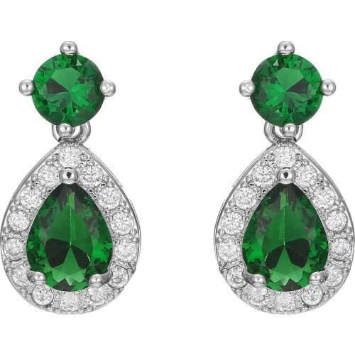 Exquisite 925 Sterling Silver Earrings Emerald Zircon Crystal Earrings For Women High Jewelry Gifts