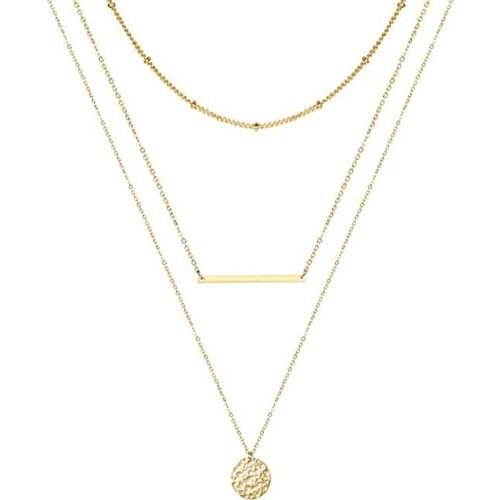New Layered Necklace Lasso Simple Necklace Metal Sequin Multistory Necklace Women