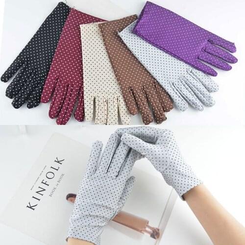 1 Pair New Fashion Sun Protection Wrist Gloves Dot Elastic Mittens Lady Gloves Knitted Fabric Vintage Mittens For Drive Shopping