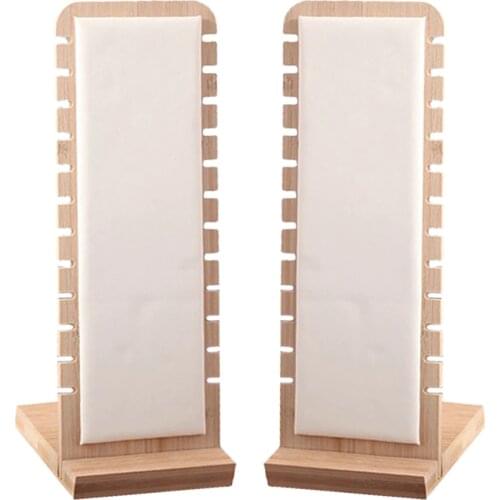 2pc White Necklace Display Stand L Shape Jewelry Holder Leather Surface