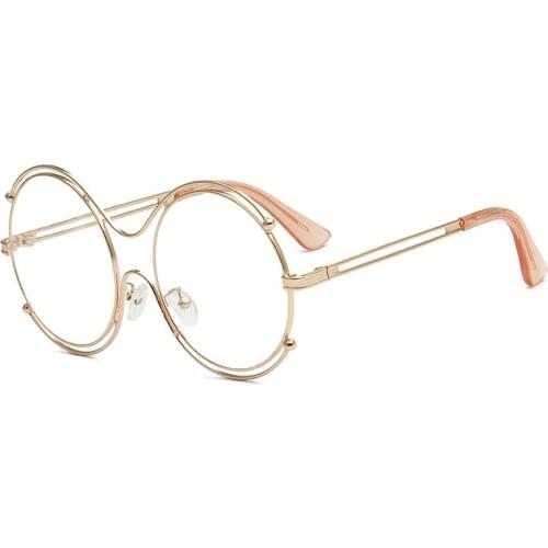 2020 new round metal double circle flat glasses 1626 myopia glasses frames for students of both sexes round eye glasses