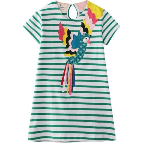 2020 Dress Kids Dresses For Girls Summer Girl Dress Robe Fille Vestido Roupas Infantis Menina Rainbow Animal Appliqued