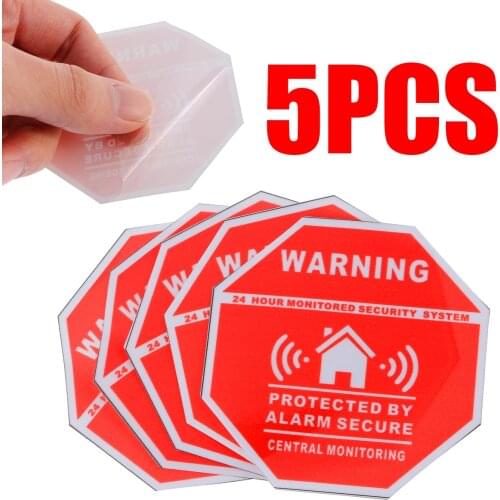 5pcs/set Home Alarm Security Sticker Warning Signs Decals Window Door Stickers 7.5*7.5cm For Saftey System Supplies
