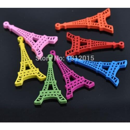 50pcs 45x24mm Mixed Eiffel Tower dyed Wood Craft For Scrapbooking Decoration B1215-23