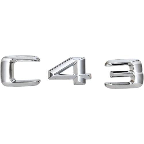 Car rear tail Emblem Number letters Car Sticker For C43 C 43 Chrome Silver