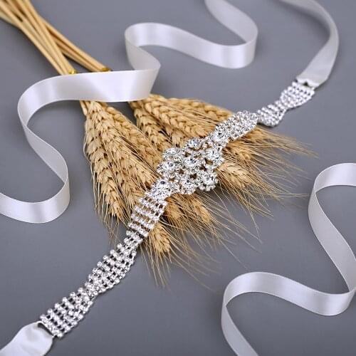 TRiXY S98 Wedding Dress Accessories Womens Silver Rhinestone Belt Bridal Belt Crystal Wedding Sash Diamond Belt Girls Belt