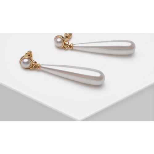 Amorita boutique Elongated artificial pearl drop earrings