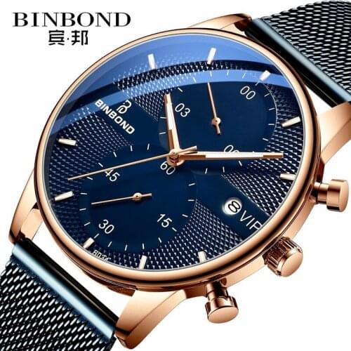 Binbond Fashion Ultra-thin Automatic Business Men Watches Top Brand Luxury 30M Waterproof Casual Simple Quartz Watch Gift