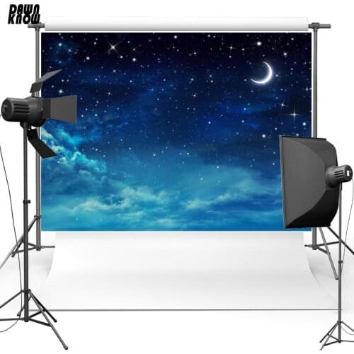 DAWNKNOW Night Sky for Newborn Vinyl Photography Background Moon Polyester Backdrop For Children Photo Studio Props F2085