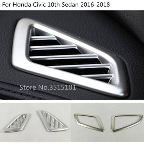 For Honda civic 10th sedan 2016 2017 2018 2019 Car ABS Matte/Carbon Fiber Garnish Trim Front Air Condition Outlet Vent 2pcs