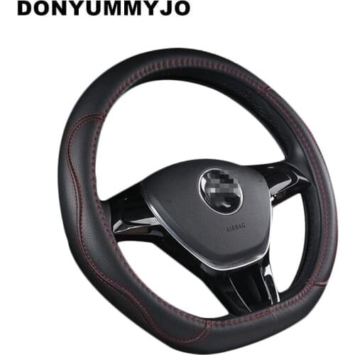 DONYUMMYJO D Shape Microfiber Leather Car Steering Wheel Cover Four Seasons Slams Sterring Wheel Hubs For VW GOLF 7 2015 POLO